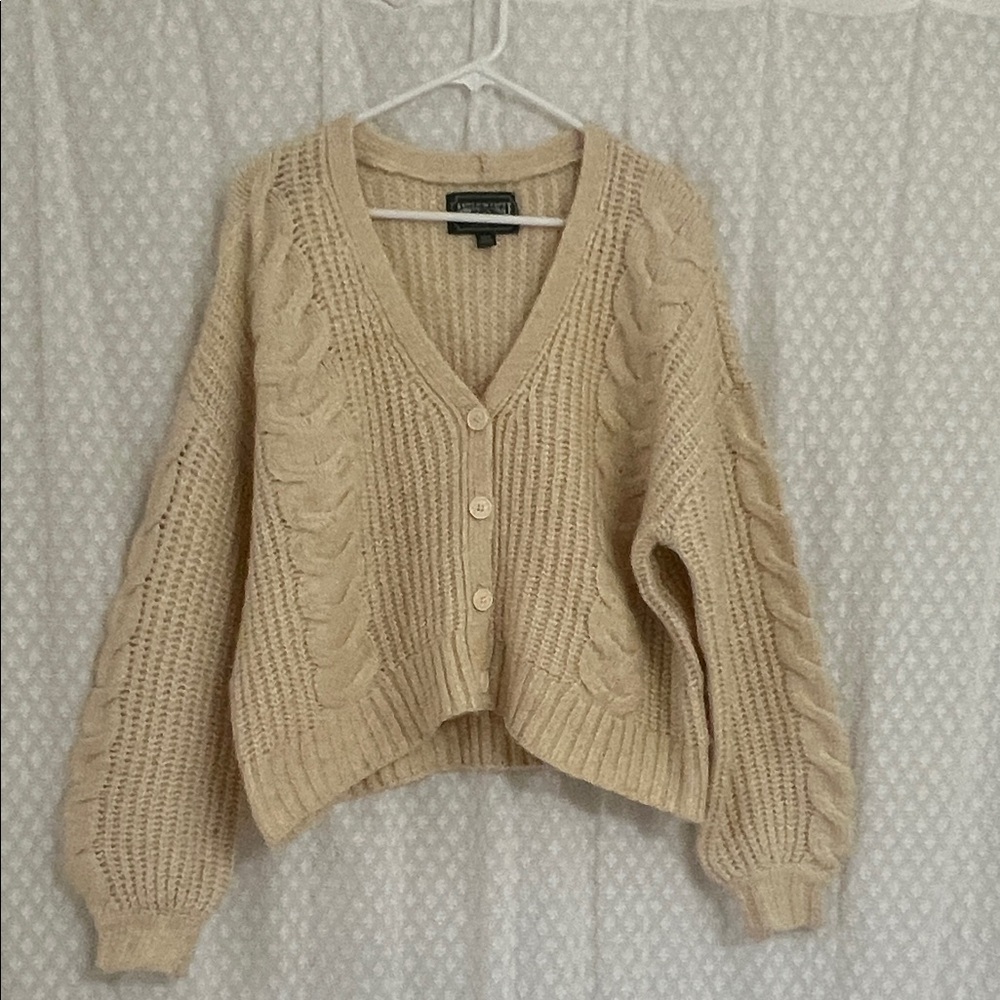 American Eagle Outfitters Tan Cable Knit Cardigan